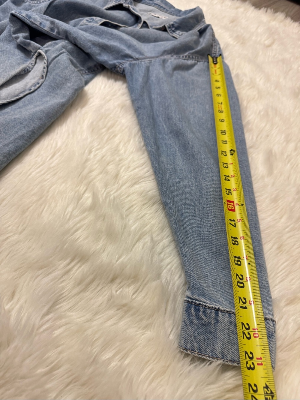 Ava & Viv Women's Denim Shirt Plus Size XL Light Wash Button Up Cotton Shacket - Picture 9 of 11